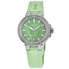 Nuovo Orologio Oris Aquis Data Verde Madre Unisex 01 733 7770 4157-07 4 18 67FC