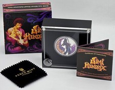 Moneta colorata Tuvalu 2025 Jimi Hendrix argento 1 oncia .999 proof