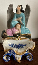 Antica acquasantiera  -Font - Benitier in porcellana Parigi - Angelo custode