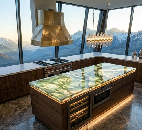 Isola cucina marmo - onice, verde