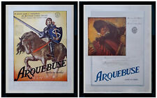 2 Pubblicità 1929 ARQUEBUSE LIQUORE ALLE ERBE FRATI MARISTI CARMAGNOLA incornici