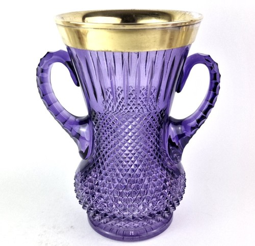Vaso vetro viola lavorato - vetro,, viola,