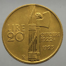 RARO 20 LIRE FASCETTO  1923 SPL PERIZIA
