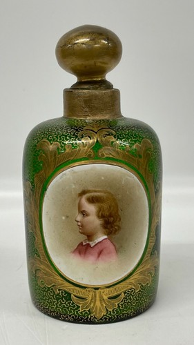 Antique gilt green glass - glass, scent