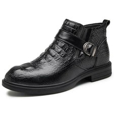 Scarpe stivaletti casual uomo pelle vestito biker zip laterale fibbia chukka