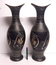 MAIOLICHE DERUTA coppia vasi design modernista 50/60 BALLERINE oro/argento nero