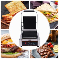 Griglia a Contatto Rigata 1800W Gastro Panini Tostapane Griglia Elettrica Acciaio Inox