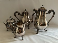 CHRISTOFLE placcato argento caffè tè zucchero creme set 4 MARLY Luigi XV Francia