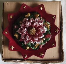 Candela cera decorata con piattino di Natale