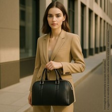 AMA Milano Made in Italy - Bauletto in PELLE nera lucida, dettagli metallo oro