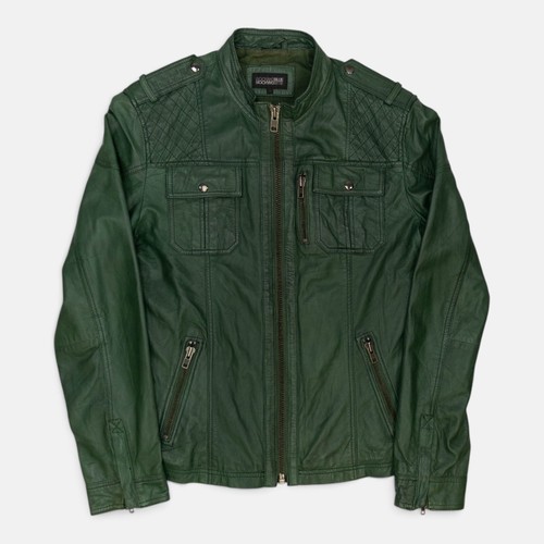 Giacca biker uomo - pelle, verde