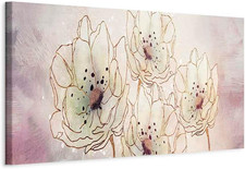 Quadro Fiori 120X40 Cm 1 Pezzo Stampa Su Tela XXL Immagini Moderni Murale Fotogr