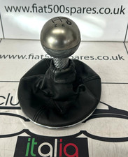 Pomello cambio Fiat 500 Abarth 5 velocità in carbonio argento e ghetta pelle originale