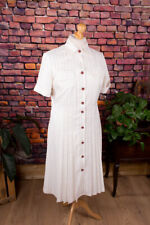 Abito Vintage Anni 70 80 Crema Bianco Strisce Segretaria Abito Con Bottoni 42 44