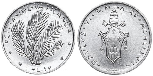 Vaticano lira 1947 1977 - 1, 1947-1977