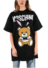 Maxi maglietta Moschino Couture $750 Playboy Bear Bunny taglia L nera