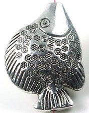 1 antica perla focale pesce peltro argento 38x27 mm 