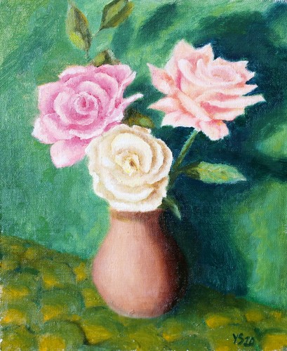Rose garden quadro olio - rose,