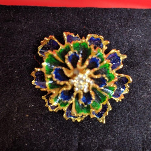 Spilla vintage con fiori color