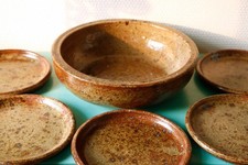 Service en grès pyrité brutaliste Guy Baudat vintage