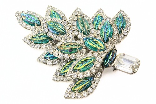 Spilla vetro strass verde