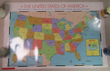 Scholastic 1993 USA 50 Stati & Mappamondo 52.1x80cm Due Lati Poster
