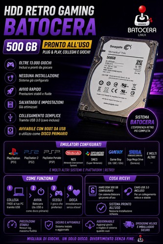Retro gaming hdd - retro, 500gb