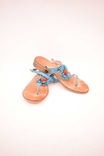 Sandali donna vero cuoio fiore - sandali,