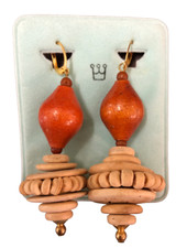 NATURAL WOOD BEADED EARRINGS