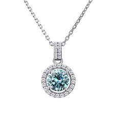 Collana moissanite blu verde