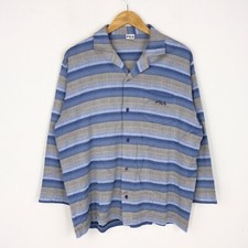 Camicia Fila Taglia 3 Uomo Logo Comodo Cotone Pratico Tinta Unita Blu Man A Righ