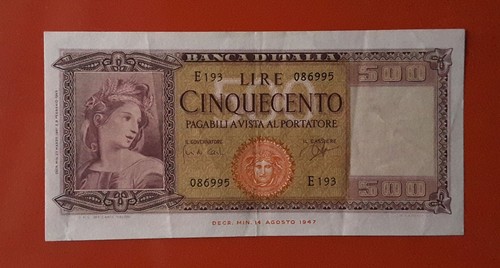 Banconota 500 lire 1947 ornata - banconota,