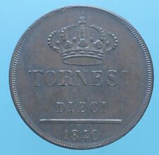 NAPOLI FERDINANDO II 10 TORNESI 1840 COIN RAME COLLEZIONE NUMISMATICA
