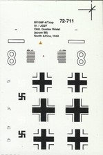 MESSERSCHMITT BF 109F-4 109 F RUDEL 1/72 DECALS DA SET SUPERSCALE 72-711 94x63mm