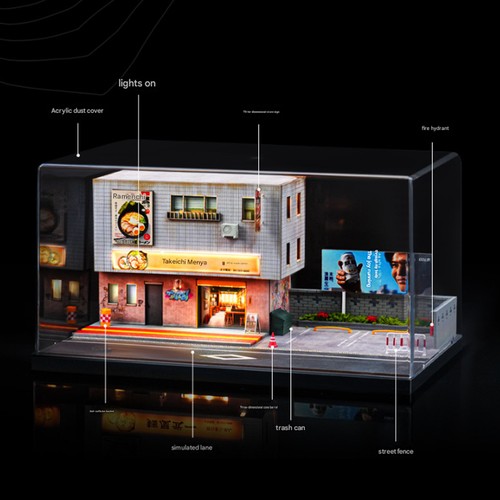 Diorama street shop model - diorama, 1/64