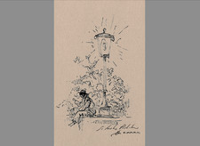 SILVESTRO PISTOLESI: PICCOLA CHINA SU CARTA, CON CORNICETTA E AUTENTICA.