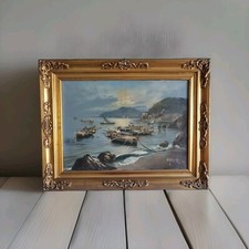 Dipinto Olio Su Tela Mario Galanti Golfo Di Napoli 1950-1960