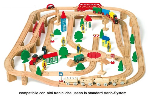 Trenino legno capannone - in,