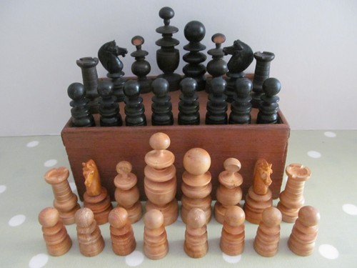 Set scacchi vintage legno - scacchi, in