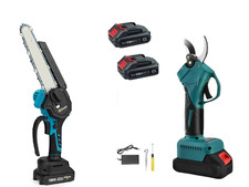 FORBICI POTATURA A BATTERIA + MOTOSEGA A BATTERIA 2 BATTERIE 36V TRINCIA RAMI