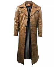 Cappotto uomo vintage marrone spolverino | trench lungo fatto a mano lunghezza intera