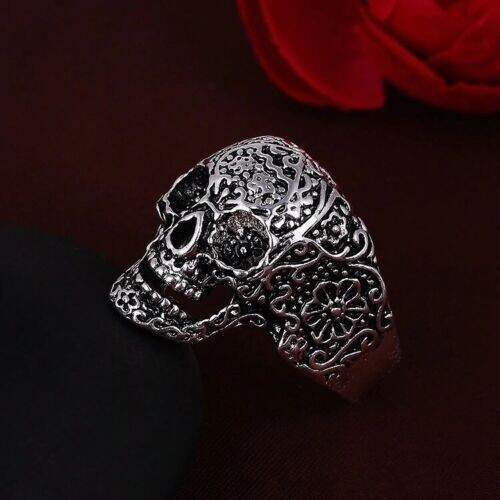 Anello teschio fiori vintage - fiori,