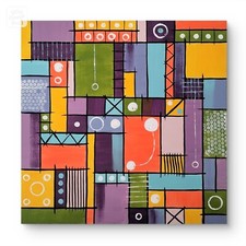 Quadro moderno dipinto astratto fatto a mano su tela 60X60 arredamento colorato