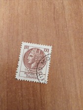 Francobollo Poste Italiane 100 lire "Siracusana" - dentellato - con timbro