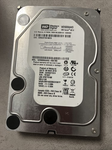 Hdd 500gb wd5000aaks - hdd, usato
