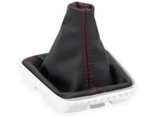 PER OPEL ZAFIRA C TOURER 2012-2019 CUFFIA LEVA CAMBIO PELLE NERA CUCITURE ROSSE