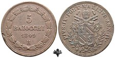 STATO PONTIFICIO Roma 5 baiocchi 1849 Papa Pio IX