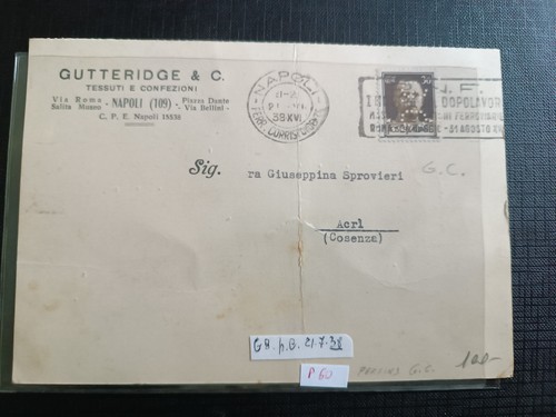 Regno perfin 1938 - gutteridge, &