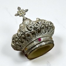 Corona imperiale ottone bagno argento Madonna rosario Maria statua  4,5 cm