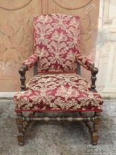 Poltrona trono a rocchetto epoca '800, restaurata e rifoderata